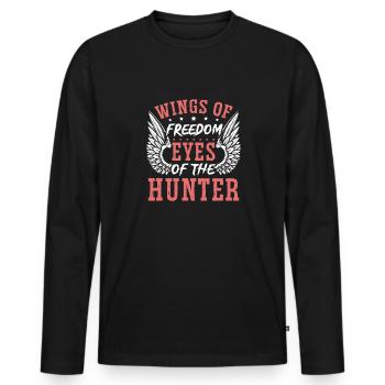Wings of Liberty The Hunter's Eyes - Men's Premium Organic Long Sleeve Shirt - black - Front - Nico (187cm)