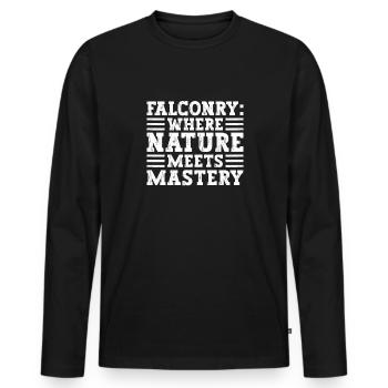 Falconry Where nature meets mastery - Men's Premium Organic Long Sleeve Shirt - black - Front - Nico (187cm)