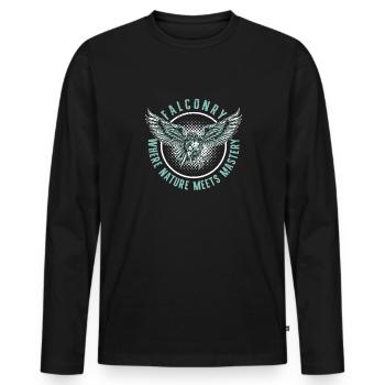 Falconry Where nature meets mastery - Men's Premium Organic Long Sleeve Shirt - black - Front - Nico (187cm)
