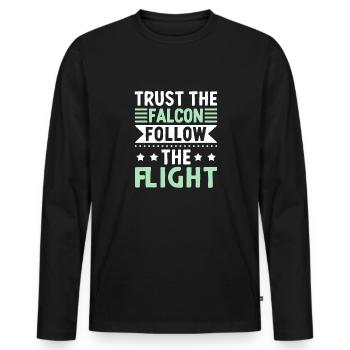 Trust the falcon Follow the flight - Men's Premium Organic Long Sleeve Shirt - black - Front - Nico (187cm)