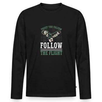 Trust the falcon Follow the flight - Men's Premium Organic Long Sleeve Shirt - black - Front - Nico (187cm)