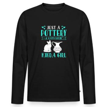 Poterie Poterie Artiste de poterie Argile - T-shirt manches longues Premium bio Homme - noir - Devant - Nico (187cm)