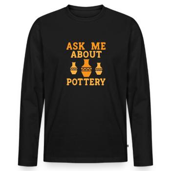 Poterie Poterie Artiste de poterie Argile - T-shirt manches longues Premium bio Homme - noir - Devant - Nico (187cm)