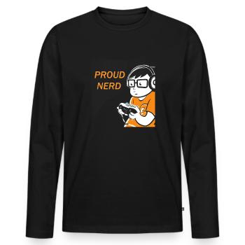 Zocken Streber Nerd - Männer Premium Bio Langarmshirt - Schwarz - Vorne - Nico (187cm)