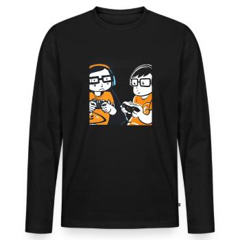 Gaming Nerds Streber - Männer Premium Bio Langarmshirt - Schwarz - Vorne - Nico (187cm)