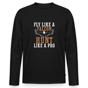 Fly like a hawk Hunt like a pro - Men's Premium Organic Long Sleeve Shirt - black - Front - Nico (187cm)