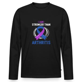 Je suis plus fort que la sensibilisation à l’arthrite - T-shirt manches longues Premium bio Homme - noir - Devant - Nico (187cm)