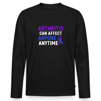 Arthritis can strike anyone at any time - Men's Premium Organic Long Sleeve Shirt - black - Front - Nico (187cm)