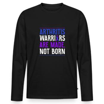 Les guerriers de l’arthrite sont faits, pas nés - T-shirt manches longues Premium bio Homme - noir - Devant - Nico (187cm)