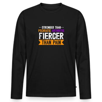 Plus fort que le rhumatisme psoriasique plus fort que le - T-shirt manches longues Premium bio Homme - noir - Devant - Nico (187cm)