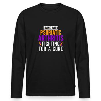 Vivre avec le rhumatisme psoriasique lutter pour un - T-shirt manches longues Premium bio Homme - noir - Devant - Nico (187cm)