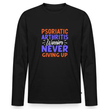 Le guerrier de l’arthrite psoriasique n’abandonne jamais - T-shirt manches longues Premium bio Homme - noir - Devant - Nico (187cm)