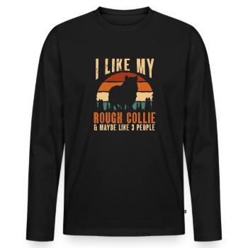 Collie à poil long Collie rugueux Chien - T-shirt manches longues Premium bio Homme - noir - Devant - Nico (187cm)