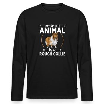 Longhair Collie Rough Collie Dog - Men's Premium Organic Long Sleeve Shirt - black - Front - Nico (187cm)