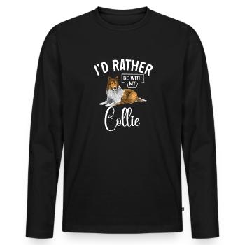 Longhair Collie Rough Collie Dog - Men's Premium Organic Long Sleeve Shirt - black - Front - Nico (187cm)