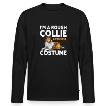 Longhair Collie Rough Collie Dog - Men's Premium Organic Long Sleeve Shirt - black - Front - Nico (187cm)