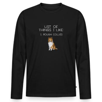 Collie à poil long Collie rugueux Chien - T-shirt manches longues Premium bio Homme - noir - Devant - Nico (187cm)