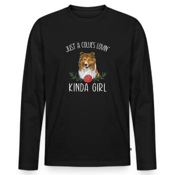 Collie à poil long Collie rugueux Chien - T-shirt manches longues Premium bio Homme - noir - Devant - Nico (187cm)