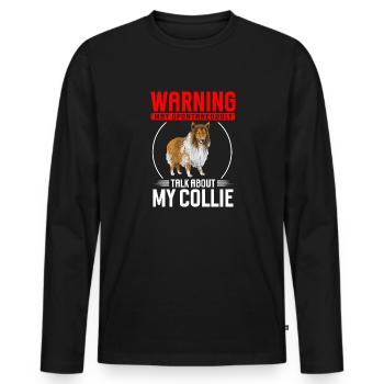 Collie à poil long Collie rugueux Chien - T-shirt manches longues Premium bio Homme - noir - Devant - Nico (187cm)