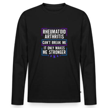 Rheumatoid arthritis can't break me - Men's Premium Organic Long Sleeve Shirt - black - Front - Nico (187cm)