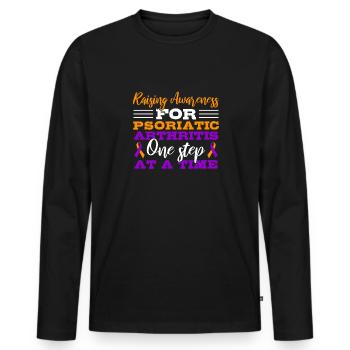 Raising Awareness of Psoriatic Arthritis - A - Men's Premium Organic Long Sleeve Shirt - black - Front - Nico (187cm)