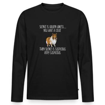 Longhair Collie Rough Collie Dog - Men's Premium Organic Long Sleeve Shirt - black - Front - Nico (187cm)