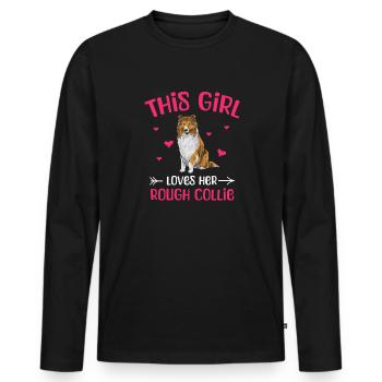 Collie à poil long Collie rugueux Chien - T-shirt manches longues Premium bio Homme - noir - Devant - Nico (187cm)