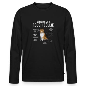 Collie à poil long Collie rugueux Chien - T-shirt manches longues Premium bio Homme - noir - Devant - Nico (187cm)