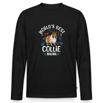 Longhair Collie Rough Collie Dog - Men's Premium Organic Long Sleeve Shirt - black - Front - Nico (187cm)