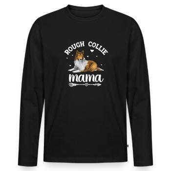 Long-haired Collie Rough Collie Dog - Men's Premium Organic Long Sleeve Shirt - black - Front - Nico (187cm)