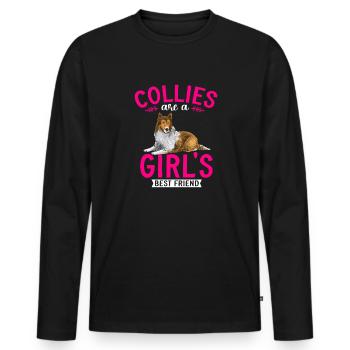 Collie à poil long Collie rugueux Chien - T-shirt manches longues Premium bio Homme - noir - Devant - Nico (187cm)