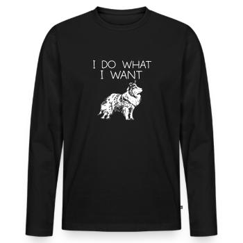 Collie à poil long Collie rugueux Chien - T-shirt manches longues Premium bio Homme - noir - Devant - Nico (187cm)