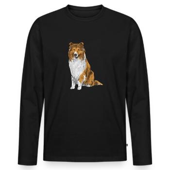 Collie à poil long Collie rugueux Chien - T-shirt manches longues Premium bio Homme - noir - Devant - Nico (187cm)