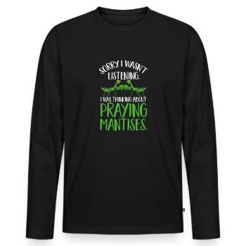 Mante religieuse, collectionneur d’insectes, entomologiste - T-shirt manches longues Premium bio Homme - noir - Devant - Nico (187cm)