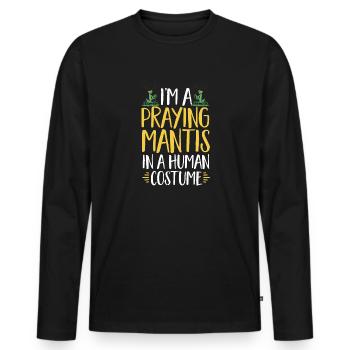 Mante religieuse, collectionneur d’insectes, entomologiste - T-shirt manches longues Premium bio Homme - noir - Devant - Nico (187cm)