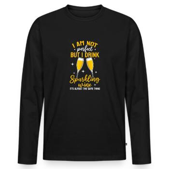 I'm not perfect, but I drink sparkling wine funny - Men's Premium Organic Long Sleeve Shirt - black - Front - Nico (187cm)