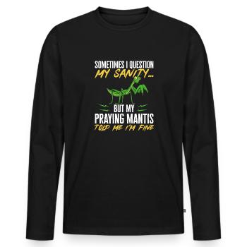 Mante religieuse, collectionneur d’insectes, entomologiste - T-shirt manches longues Premium bio Homme - noir - Devant - Nico (187cm)