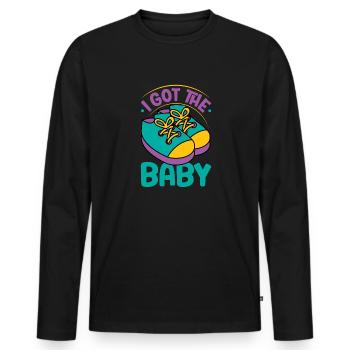 Cadeau Enceinte Femme Enceinte Schwa Enceinte - T-shirt manches longues Premium bio Homme - noir - Devant - Nico (187cm)