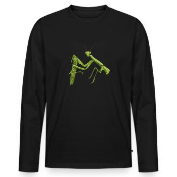 Mante religieuse, collectionneur d’insectes, entomologiste - T-shirt manches longues Premium bio Homme - noir - Devant - Nico (187cm)