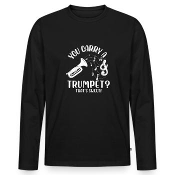 Vous portez une trompette ? C’est doux | Euphonium - T-shirt manches longues Premium bio Homme - noir - Devant - Nico (187cm)