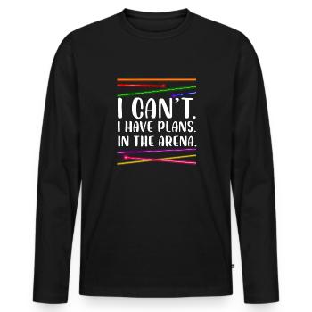 I can't.I have plans.In the arena | Laser Tag - Männer Premium Bio Langarmshirt - Schwarz - Vorne - Nico (187cm)