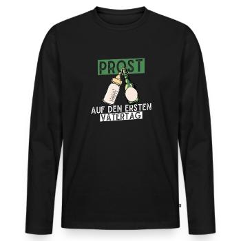 Prost Auf Den Ersten Vatertag mit Bier und - Männer Premium Bio Langarmshirt - Schwarz - Vorne - Nico (187cm)