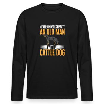 Australian Cattle Dog Red Blue Heeler - Men's Premium Organic Long Sleeve Shirt - black - Front - Nico (187cm)
