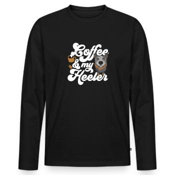Bouvier australien chien rouge bleu talon - T-shirt manches longues Premium bio Homme - noir - Devant - Nico (187cm)