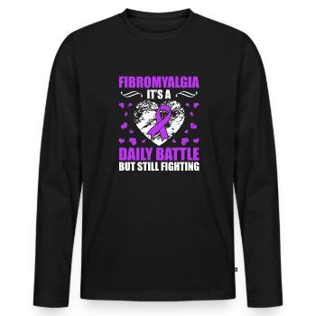Fibromyalgie Es Ist Ein Täglicher Kampf, Aber Ich - Männer Premium Bio Langarmshirt - Schwarz - Vorne - Nico (187cm)