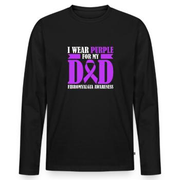 Fibromyalgia Awareness I Wear Purple For - Men's Premium Organic Long Sleeve Shirt - black - Front - Nico (187cm)