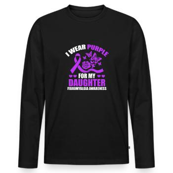 I'm wearing purple for my daughter - Men's Premium Organic Long Sleeve Shirt - black - Front - Nico (187cm)