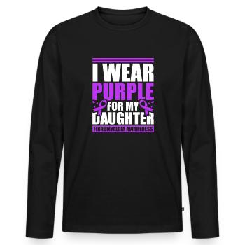 I wear purple for my daughter - Men's Premium Organic Long Sleeve Shirt - black - Front - Nico (187cm)