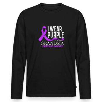 I wear purple for my grandma - Men's Premium Organic Long Sleeve Shirt - black - Front - Nico (187cm)