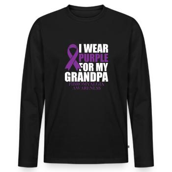 I wear purple for my grandfather - Men's Premium Organic Long Sleeve Shirt - black - Front - Nico (187cm)